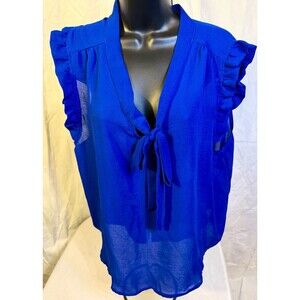 Dark Academia Blue Bow Secretary Top Boho Cottage Women's Plus 3X Coquette